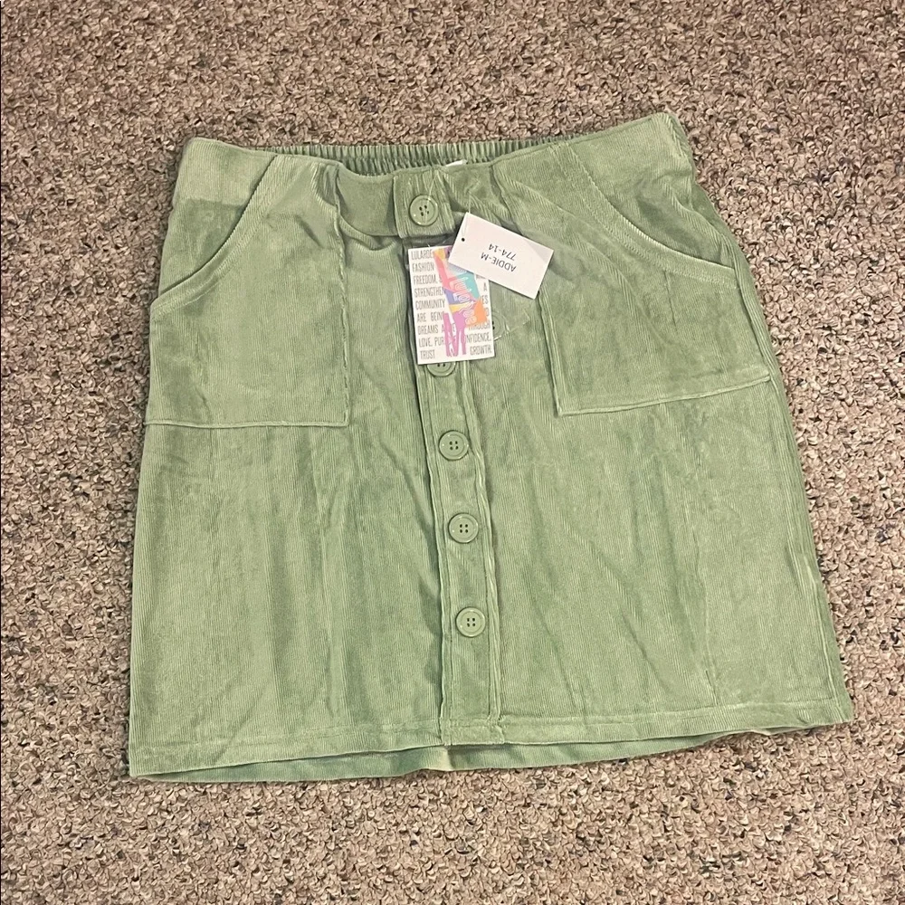LuLaRoe Olive Button-Front Mini Skirt - Picture 1 of 6
